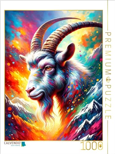 CALVENDO Puzzle Steinbock - EIN Motiv aus dem Kalender Sternzeichen - EIN Jahr unter den Sternen mit von KI gemalten Tierkreiszeichen | 1000 Teile Lege-Größe 48 x 64 cm Foto-Puzzle für von CALVENDO