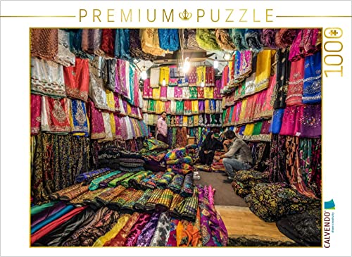 CALVENDO Puzzle Stoff-Händler im Basar von Schiras 1000 Teile Puzzle quer | Lege-Größe cm Foto-Puzzle für glückliche Stunden von CALVENDO