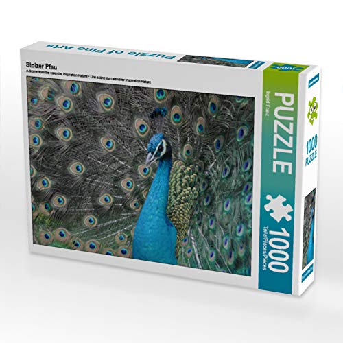 CALVENDO Puzzle Stolzer Pfau 1000 Teile Puzzle quer | 1000 Teile Lege-Größe 64 x 48 cm Foto-Puzzle für glückliche Stunden von CALVENDO