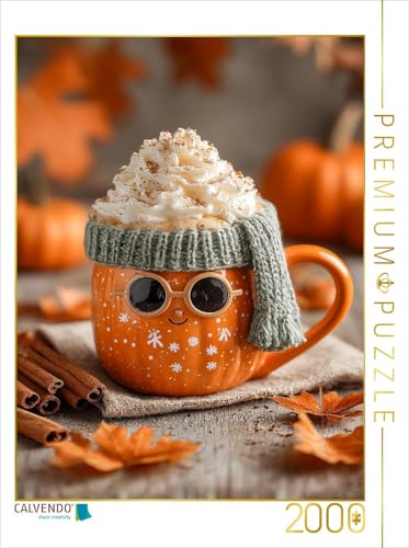 CALVENDO Puzzle Stylishe Kürbis-Latte mit Sonnenbrille - Herbstliches Fun-Motiv | 2000 Teile Lege-Größe 67 x 90 cm Foto-Puzzle für glückliche Stunden von CALVENDO