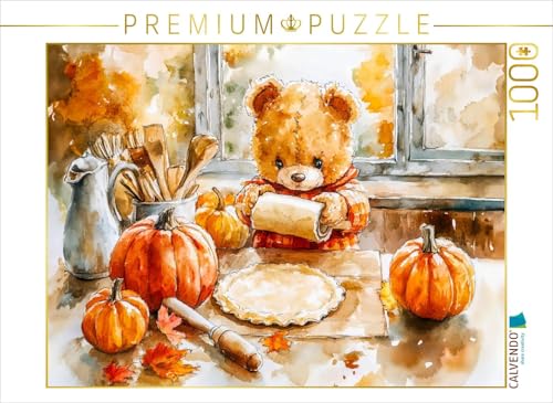 CALVENDO Puzzle Teddy backt Kürbiskuchen zu Halloween | 1000 Teile Lege-Größe 64 x 48 cm Foto-Puzzle für glückliche Stunden von CALVENDO