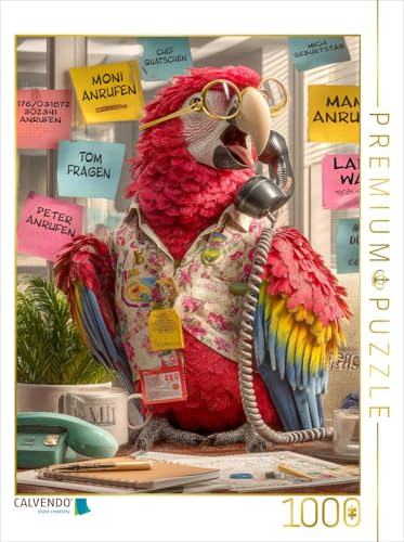 CALVENDO Puzzle Tierpuzzle mit Papagei im Büro - die Quasselstrippe unter den Kollegen sorgt für Gesprächsstoff | 1000 Teile Lege-Größe 48 x 64 cm Foto-Puzzle für glückliche Stunden von CALVENDO