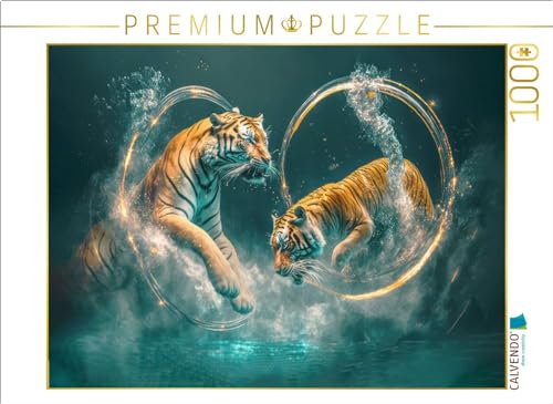 CALVENDO Puzzle Tiger springen durch Ringe. | 1000 Teile Lege-Größe 64 x 48 cm Foto-Puzzle für glückliche Stunden CALVENDO Puzzle Tiger springen durch Ringe. | 1000 Teile Lege-Größe 64 x 48 cm Foto-Puzzle für glückliche Stunden von CALVENDO