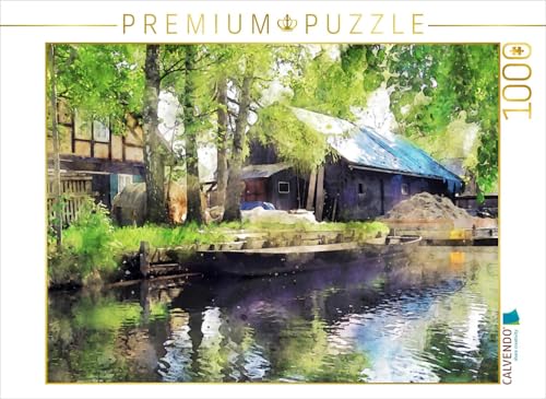 CALVENDO Puzzle Traditioneller Hof im Spreewald. Lastenkahn im Wasser. 1000 Teile Puzzle quer | Lege-Größe cm Foto-Puzzle für glückliche Stunden von CALVENDO