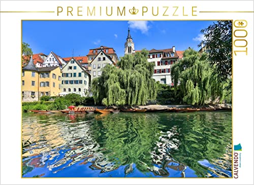 CALVENDO Puzzle Tübinger Neckarfront mit Stocherkahnanlegestelle 1000 Teile Lege-Größe 64 x 48 cm Foto-Puzzle Bild von Christoph Maas von CALVENDO