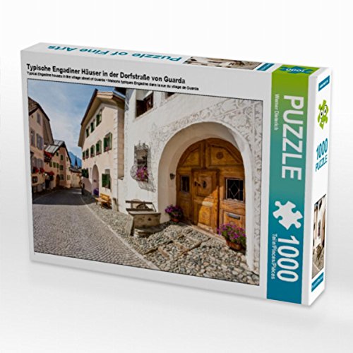 CALVENDO Puzzle Typische Engadiner Häuser in der Dorfstraße von Guarda 1000 Teile Puzzle quer | Lege-Größe cm Foto-Puzzle für glückliche Stunden von CALVENDO