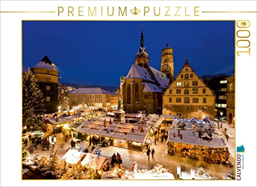 CALVENDO Puzzle Weihnachtsmarkt auf dem Schillerplatz in Stuttgart 1000 Teile Puzzle quer | 1000 Teile Lege-Größe 64 x 48 cm Foto-Puzzle für glückliche Stunden von CALVENDO