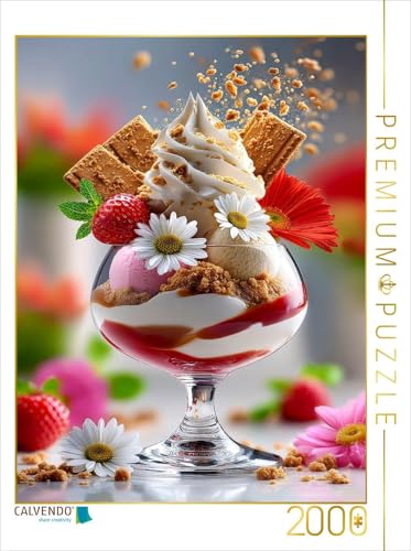 CALVENDO Puzzle Welch eine Köstlichkeit: Eiscreme schmiegt Sich auf Softeis, gekrönt mit Sahnetuff und Keks | 2000 Teile Lege-Größe 67 x 90 cm Foto-Puzzle für glückliche Stunden von CALVENDO
