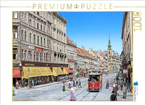 CALVENDO Puzzle Wien - Mariahilferstraße 1908 (Koloration aus Schwarzweißfotografie) | 1000 Teile Lege-Größe 64 x 48 cm Foto-Puzzle für glückliche Stunden von CALVENDO