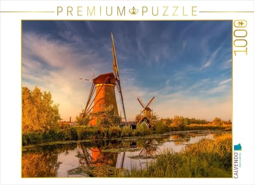CALVENDO Puzzle Windmühlen von Kinderdijk in der Abenddämmerung | 1000 Teile Lege-Größe 64 x 48 cm Foto-Puzzle für glückliche Stunden von CALVENDO