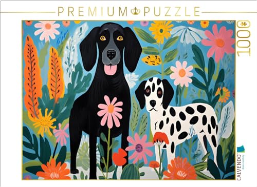 CALVENDO Puzzle Zwei Hunde Spielen im Garten | Lege-Größe cm Foto-Puzzle für glückliche Stunden von CALVENDO