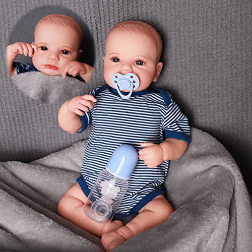 CAMANDY Reborn Babys Junge Lebensecht Baby Puppen 24Zoll 60 cm Wie Echtes Baby Silikon Vinyl Handgefertigt Reborn Dolls Toddler von CAMANDY
