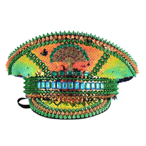 CAMDOM Damen Festival Kapitän Hut Burning Man Pailletten Strass Karneval Kostüm Hut CAMDOM Damen Festival Kapitän Hut Burning Man Pailletten Strass Karneval Kostüm Hut von CAMDOM