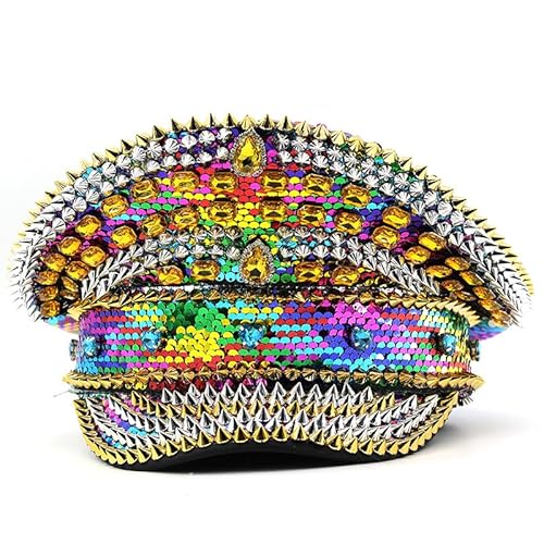 CAMDOM Damen Festival Kapitän Hut Burning Man Pailletten Strass Karneval Kostüm Hut CAMDOM Damen Festival Kapitän Hut Burning Man Pailletten Strass Karneval Kostüm Hut von CAMDOM