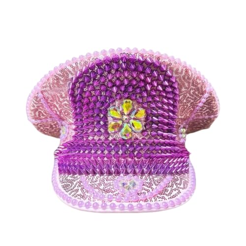 CAMDOM Damen Festival Kapitän Hut Burning Man Pailletten Strass Karneval Kostüm Hut von CAMDOM