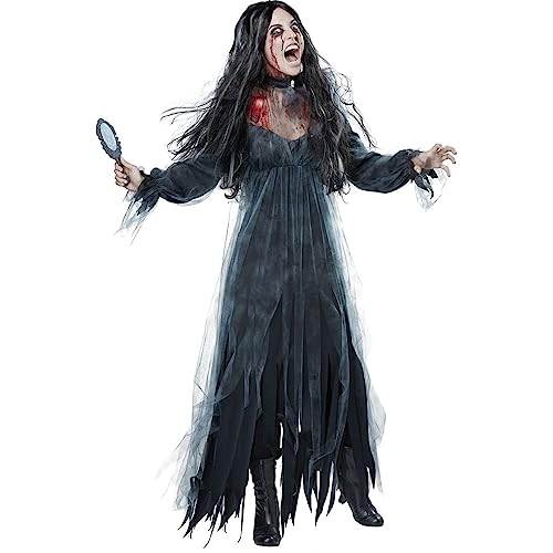 CAMDOM Damen Geisterbraut Kostüm Zombie Vampir Langes Kleid Halloween Karneval Horror Cosplay Kostüm für Dressup Party von CAMDOM