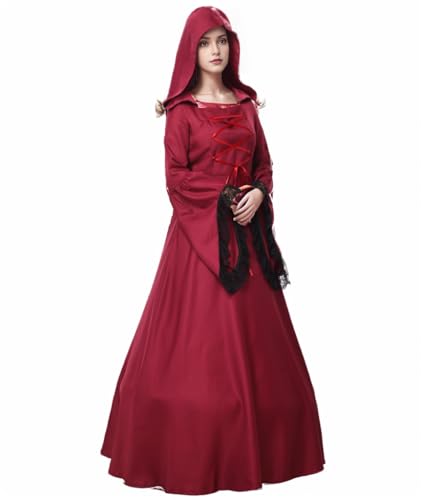CAMDOM Damen Retro Steampunk Kleid Damen Mittelalter Kapuzenrock Renaissance Gothic Spitze Manschette Halloween Cosplay K CAMDOM Damen Retro Steampunk Kleid Damen Mittelalter Kapuzenrock Renaissance Gothic Spitze Manschette Halloween Cosplay K von CAMDOM