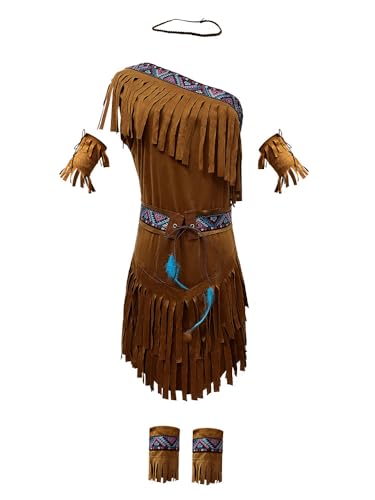 CAMDOM Halloween Indianer-Kostüm 7-teilig Amerikanische Prinzessin Kostüm Waldjäger Kleid CAMDOM Halloween Indianer-Kostüm 7-teilig Amerikanische Prinzessin Kostüm Waldjäger Kleid von CAMDOM
