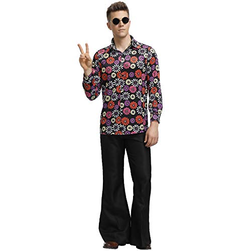 CAMDOM Hippie 80er Jahre Kostüm Erwachsene Disco Floral Dress Up Sets Outfits für Nachtclubs, Bars, Partys von CAMDOM