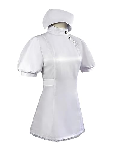 CAMDOM Krankenschwester-Kostüm für Erwachsene, Kleid mit Hut, perfekt für Halloween-Kostüme von CAMDOM