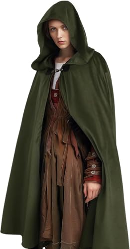 CAMDOM Mittelalterlicher Kapuzenumhang Halloween Cosplay Zauberer Hexe Umhang Kostüm Winter Übergröße Dicker Mantel Armeegrün CAMDOM Mittelalterlicher Kapuzenumhang Halloween Cosplay Zauberer Hexe Umhang Kostüm Winter Übergröße Dicker Mantel Armeegrün von CAMDOM