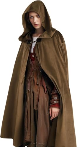 CAMDOM Mittelalterlicher Kapuzenumhang Halloween Cosplay Zauberer Hexe Umhang Kostüm Winter Übergröße Dicker Mantel Braun CAMDOM Mittelalterlicher Kapuzenumhang Halloween Cosplay Zauberer Hexe Umhang Kostüm Winter Übergröße Dicker Mantel Braun von CAMDOM
