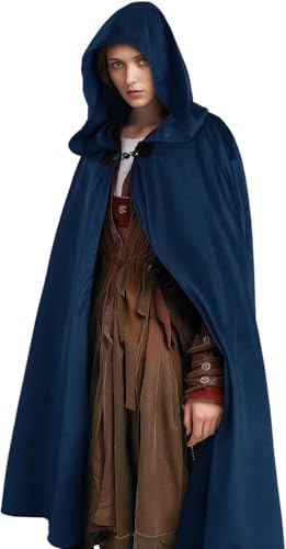 CAMDOM Mittelalterlicher Kapuzenumhang Halloween Cosplay Zauberer Hexe Umhang Kostüm Winter Übergröße Dicker Mantel Marineblau CAMDOM Mittelalterlicher Kapuzenumhang Halloween Cosplay Zauberer Hexe Umhang Kostüm Winter Übergröße Dicker Mantel Marineblau von CAMDOM