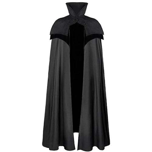 CAMDOM Mittelalterlicher Vampir Jacquard Umhang Erwachsenenkostüm volle Länge Stehkragen Halloween Cosplay Umhang Umhang von CAMDOM