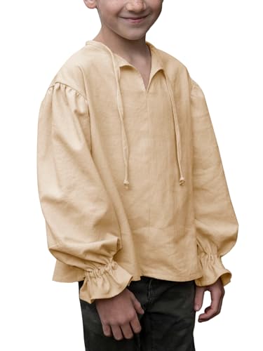 CAMDOM Mittelalterliches Piratenkostüm Hemd für Jungen als Renaissance Langarm Top mit Rüschen für Karneval und Halloween als Kinder Piraten Outfit oder historisches LARP Gewand CAMDOM Mittelalterliches Piratenkostüm Hemd für Jungen als Renaissance Langarm Top mit Rüschen für Karneval und Halloween als Kinder Piraten Outfit oder historisches LARP Gewand von CAMDOM