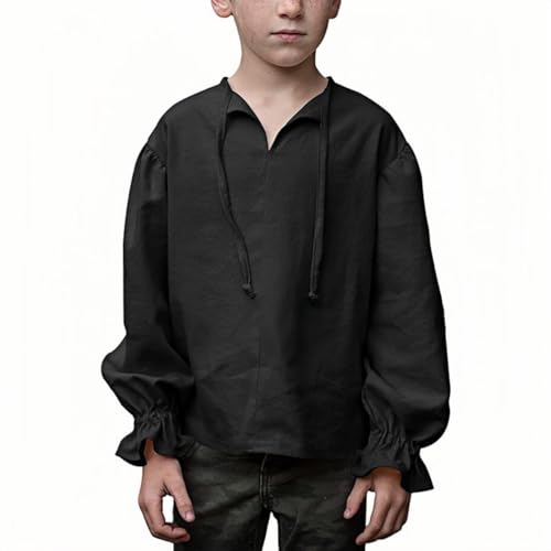 CAMDOM Mittelalterliches Piratenkostüm Hemd für Jungen als Renaissance Langarm Top mit Rüschen für Karneval und Halloween als Kinder Piraten Outfit oder historisches LARP Gewand CAMDOM Mittelalterliches Piratenkostüm Hemd für Jungen als Renaissance Langarm Top mit Rüschen für Karneval und Halloween als Kinder Piraten Outfit oder historisches LARP Gewand von CAMDOM