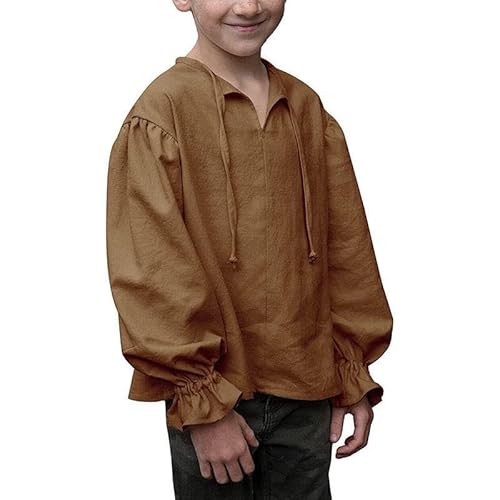 CAMDOM Mittelalterliches Piratenkostüm Hemd für Jungen als Renaissance Langarm Top mit Rüschen für Karneval und Halloween als Kinder Piraten Outfit oder historisches LARP Gewand CAMDOM Mittelalterliches Piratenkostüm Hemd für Jungen als Renaissance Langarm Top mit Rüschen für Karneval und Halloween als Kinder Piraten Outfit oder historisches LARP Gewand von CAMDOM