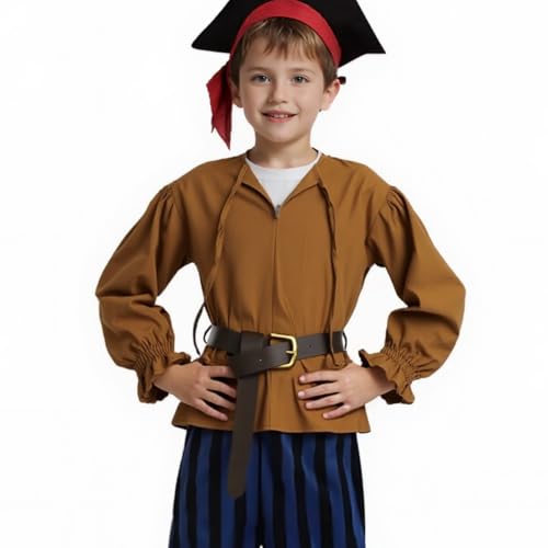 CAMDOM Mittelalterliches Piratenkostüm Hemd für Jungen als Renaissance Langarm Top mit Rüschen für Karneval und Halloween als Kinder Piraten Outfit oder historisches LARP Gewand CAMDOM Mittelalterliches Piratenkostüm Hemd für Jungen als Renaissance Langarm Top mit Rüschen für Karneval und Halloween als Kinder Piraten Outfit oder historisches LARP Gewand von CAMDOM