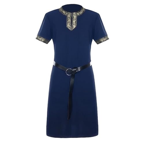 CAMDOM Mittelalterliches Renaissance-Ritter-Tunika-Kostüm, schwarz mit goldfarbenem Rand, kurzärmelig, LARP-Krieger-Kleid mit Gürtel CAMDOM Mittelalterliches Renaissance-Ritter-Tunika-Kostüm, schwarz mit goldfarbenem Rand, kurzärmelig, LARP-Krieger-Kleid mit Gürtel von CAMDOM