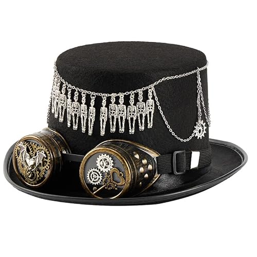 CAMDOM Unisex Steampunk Top Hüte mit Brille Halloween Kostüm Hüte für Damen Herren CAMDOM Unisex Steampunk Top Hüte mit Brille Halloween Kostüm Hüte für Damen Herren von CAMDOM