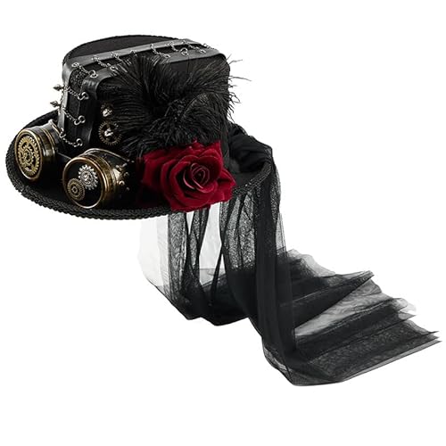 CAMDOM Unisex Steampunk Top Hüte mit Brille Halloween Kostüm Hüte für Damen Herren CAMDOM Unisex Steampunk Top Hüte mit Brille Halloween Kostüm Hüte für Damen Herren von CAMDOM