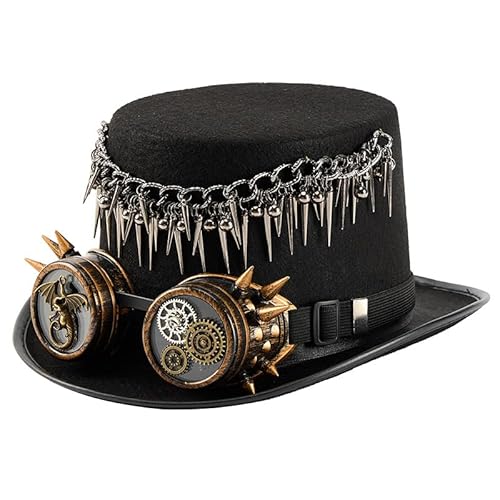 CAMDOM Unisex Steampunk Top Hüte mit Brille Halloween Kostüm Hüte für Damen Herren CAMDOM Unisex Steampunk Top Hüte mit Brille Halloween Kostüm Hüte für Damen Herren von CAMDOM