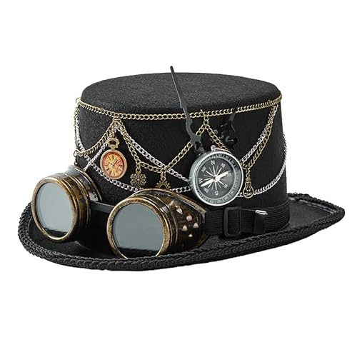 CAMDOM Unisex Steampunk Top Hüte mit Brille Halloween Kostüm Hüte für Damen Herren CAMDOM Unisex Steampunk Top Hüte mit Brille Halloween Kostüm Hüte für Damen Herren von CAMDOM
