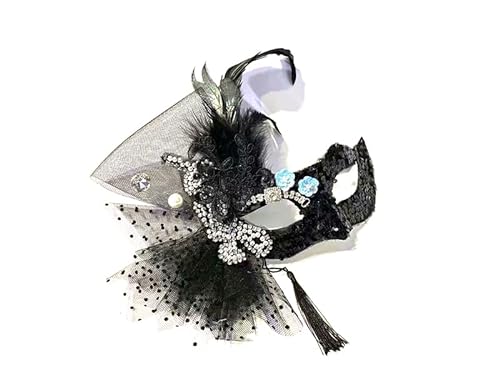 CAMDOM Venezianische Federmaske, Damenmaske, Opern-Kostüm, Zubehör für Partyball von CAMDOM