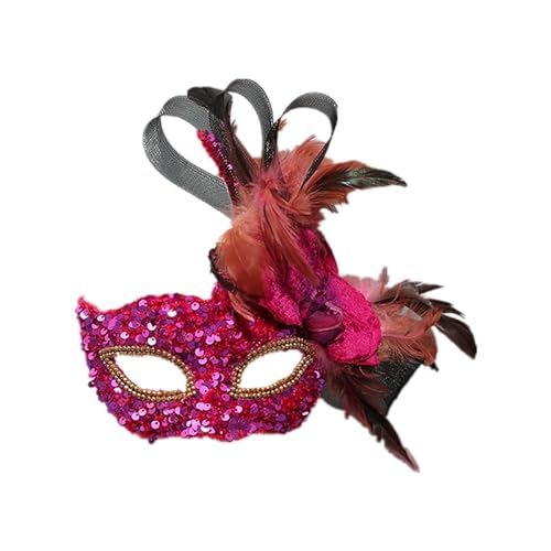 CAMDOM Venezianische Maske für Damen, Maskerade, Make-up, glänzende Masken, Federdekoration, Opern-Kostüm, Zubehör für Partyball von CAMDOM
