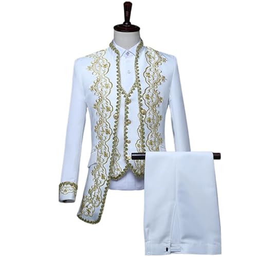 CAMDOM Viktorianisches Herren-Kostüm, Anzug, Party, Kostüm, Mäntel und Jacken, mittelalterlicher Prinz Palast, Bühne, Cosplay-Outfit-Set, weiß, S von CAMDOM