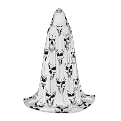 Halloween-Thema, einfarbiger Skelett-Kopf-Druck, Kapuzenumhang, langer Kapuzenumhang, Mittelalterumhang, Renaissance-Umhang für Halloween-Kostüm Halloween-Thema, einfarbiger Skelett-Kopf-Druck, Kapuzenumhang, langer Kapuzenumhang, Mittelalterumhang, Renaissance-Umhang für Halloween-Kostüm von CAMUO