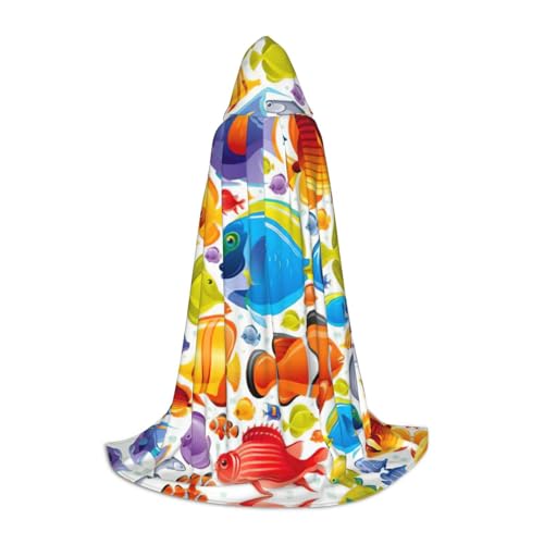Kapuzenumhang mit Cartoon-Fischdruck, langer Kapuzenumhang, mittelalterlicher Umhang, Renaissance-Umhang für Halloween-Kostüm Kapuzenumhang mit Cartoon-Fischdruck, langer Kapuzenumhang, mittelalterlicher Umhang, Renaissance-Umhang für Halloween-Kostüm von CAMUO