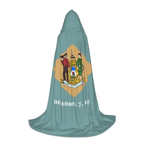 Kapuzenumhang mit Flagge von Delaware, langer Kapuzenumhang, Mittelalterumhang, Renaissance-Umhang für Halloween-Kostüm von CAMUO