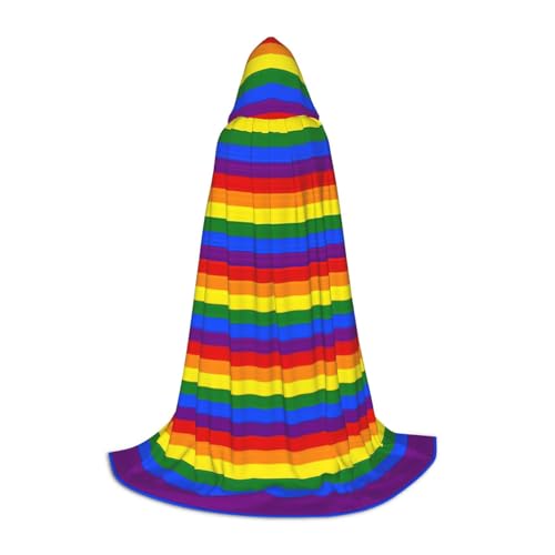 Kapuzenumhang mit Regenbogenmuster, langer Kapuzenumhang, Mittelalterumhang, Renaissance-Umhang für Halloween-Kostüm von CAMUO