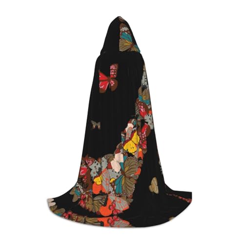 Kapuzenumhang mit Schmetterlingsmotiv, langer Kapuzenumhang, Mittelalterumhang, Renaissance-Umhang für Halloween-Kostüm Kapuzenumhang mit Schmetterlingsmotiv, langer Kapuzenumhang, Mittelalterumhang, Renaissance-Umhang für Halloween-Kostüm von CAMUO