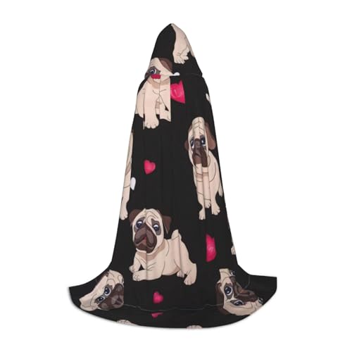 Kapuzenumhang mit süßem Mops-Aufdruck, langer Kapuzenumhang, Mittelalterumhang, Renaissance-Umhang für Halloween-Kostüm Kapuzenumhang mit süßem Mops-Aufdruck, langer Kapuzenumhang, Mittelalterumhang, Renaissance-Umhang für Halloween-Kostüm von CAMUO