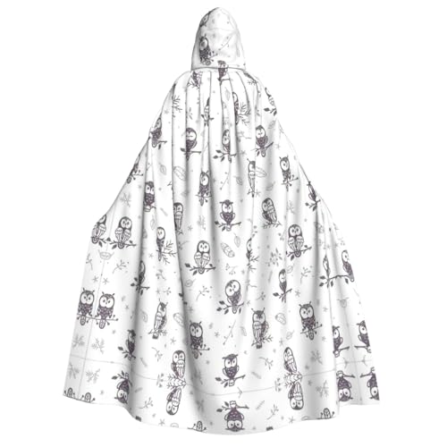 Langer Kapuzenumhang mit Eulenmotiv, Umhang für Weihnachten, Halloween, Kostüme, Kapuzenumhang, Maskerade von CAMUO