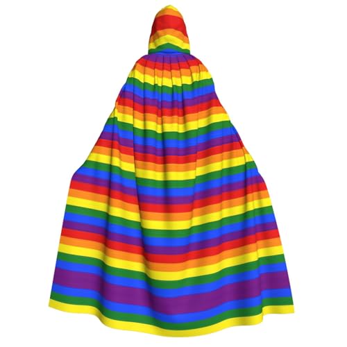 Langer Kapuzenumhang mit Regenbogenmuster, Umhang für Weihnachten, Halloween, Kostüme, Kapuzenumhang, Maskerade Langer Kapuzenumhang mit Regenbogenmuster, Umhang für Weihnachten, Halloween, Kostüme, Kapuzenumhang, Maskerade von CAMUO
