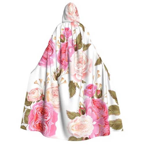 Langer Kapuzenumhang mit Rosenblütendruck, Umhang für Weihnachten, Halloween, Kostüme, Kapuzenumhang, Maskerade Langer Kapuzenumhang mit Rosenblütendruck, Umhang für Weihnachten, Halloween, Kostüme, Kapuzenumhang, Maskerade von CAMUO