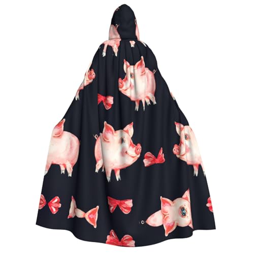 Roter langer Kapuzenumhang mit süßem Schweinchen-Druck, Umhang für Weihnachten, Halloween, Kostüme, Kapuzenumhang, Maskerade Roter langer Kapuzenumhang mit süßem Schweinchen-Druck, Umhang für Weihnachten, Halloween, Kostüme, Kapuzenumhang, Maskerade von CAMUO